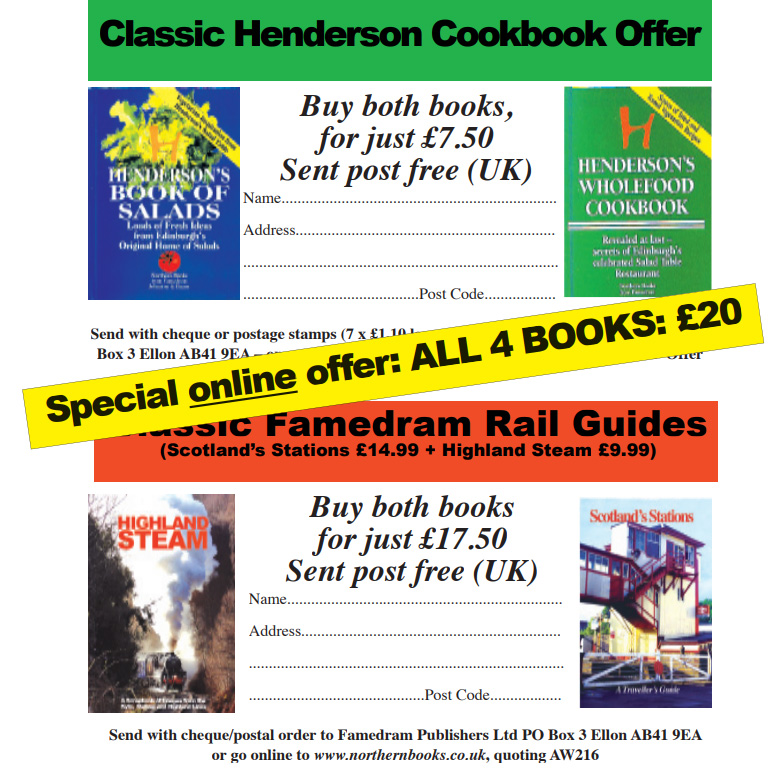 Henderson's Book of Salads + Henderson's Wholefood Cookbook + Highland Steam + Scotland Stations (Offer!)